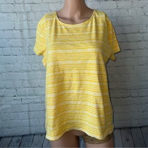 Croft & Barrow Classic Tee Yellow & White shirt size L